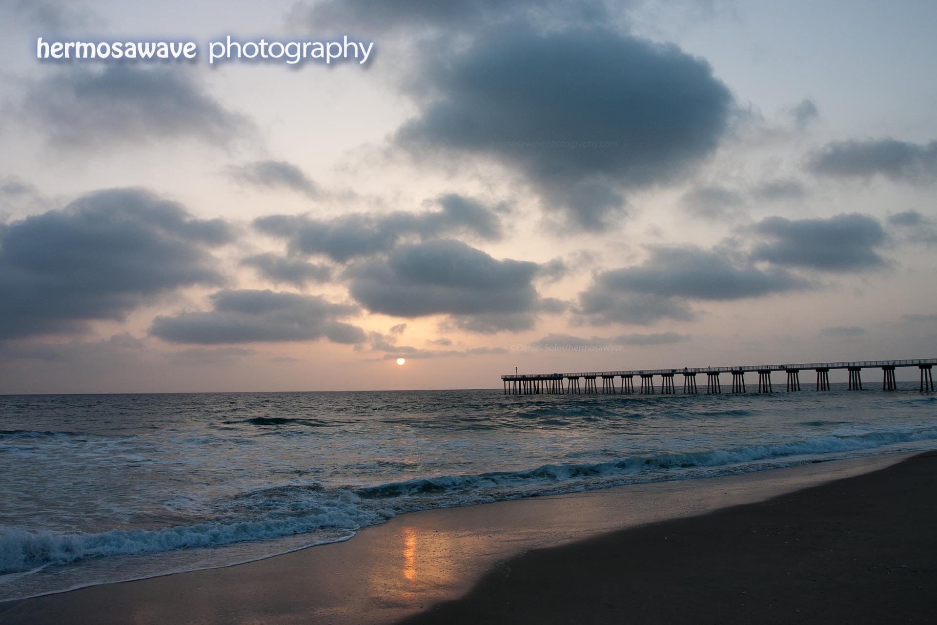 Pier Sunset With Clouds