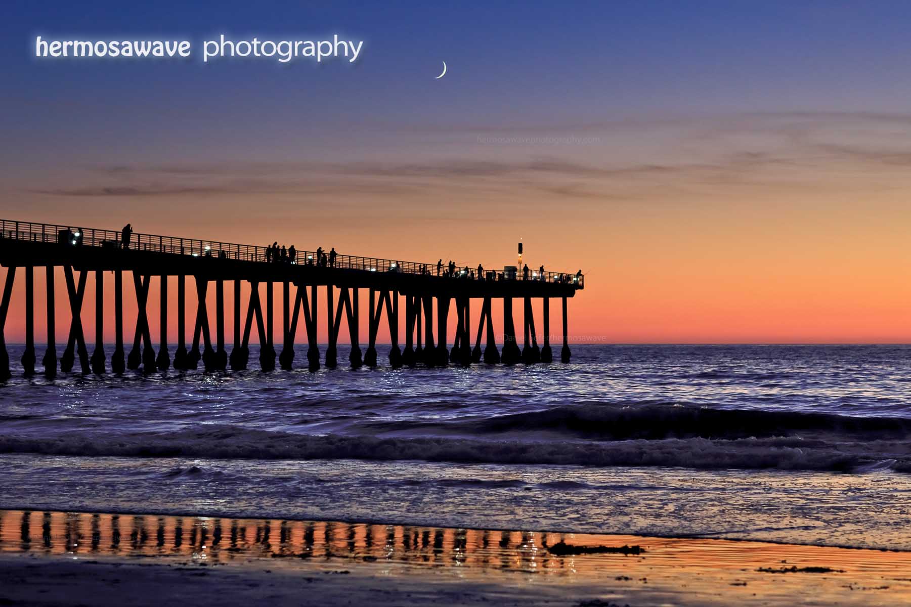 Crescent Moon Over the Pier